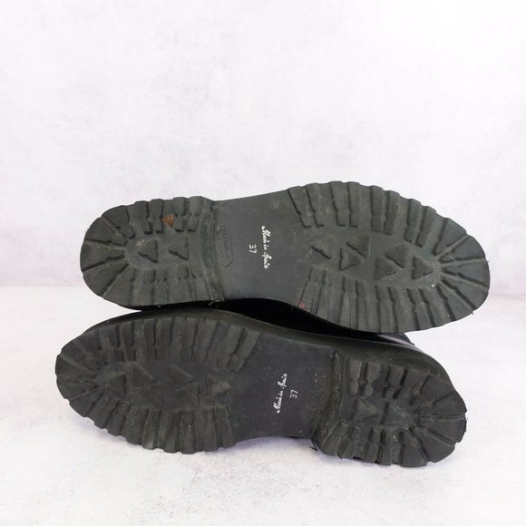 Kanna Boots Women Leather 37 Black Pull On Combat Chunky Lug Sole Platform 6 Y2K - Picture 11 of 14